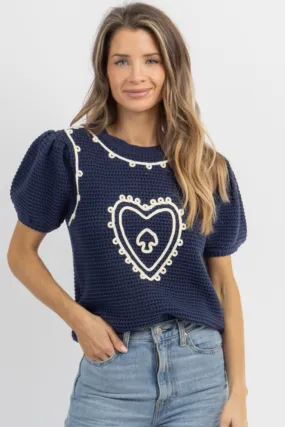 HEART OF HEARTS NAVY TOP