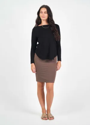 Midi Bamboo Whitney Tube Skirt - Chocolate