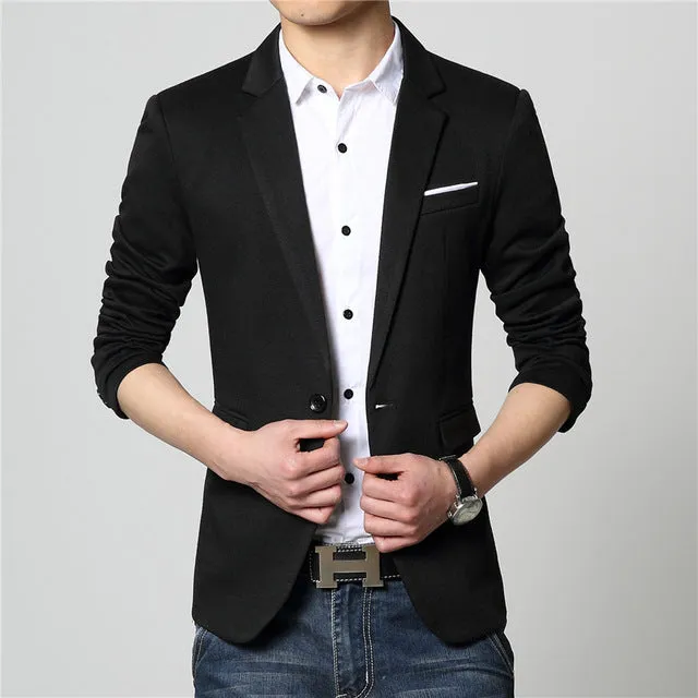 2017 New Fashion Casual Men Blazer Cotton Slim Korea Style Suit Blazer Masculino Male Suits Jacket Blazers Men M-6XL