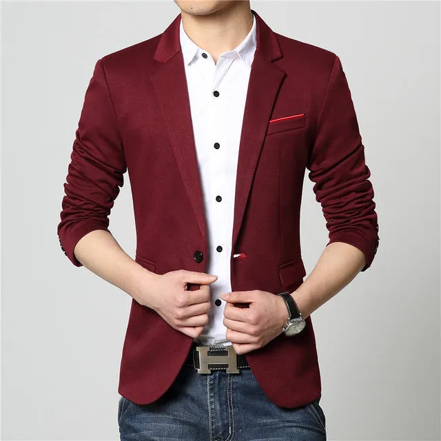 2017 New Fashion Casual Men Blazer Cotton Slim Korea Style Suit Blazer Masculino Male Suits Jacket Blazers Men M-6XL