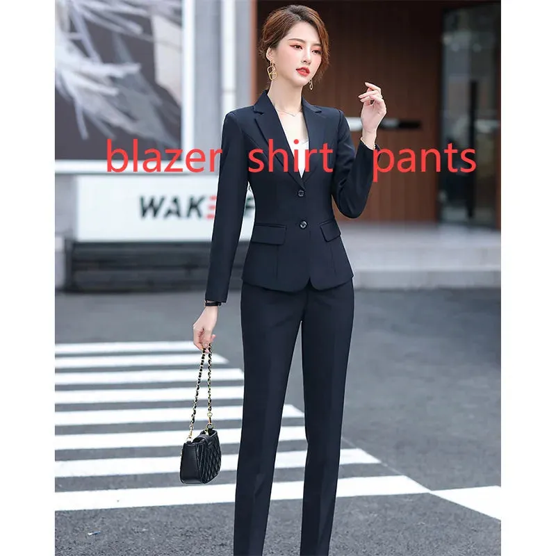 2023 Spring New Professional Women's Trousers Suit Slimming Long-sleeved Suit Business Suit Small Suit Women's Work Clothes