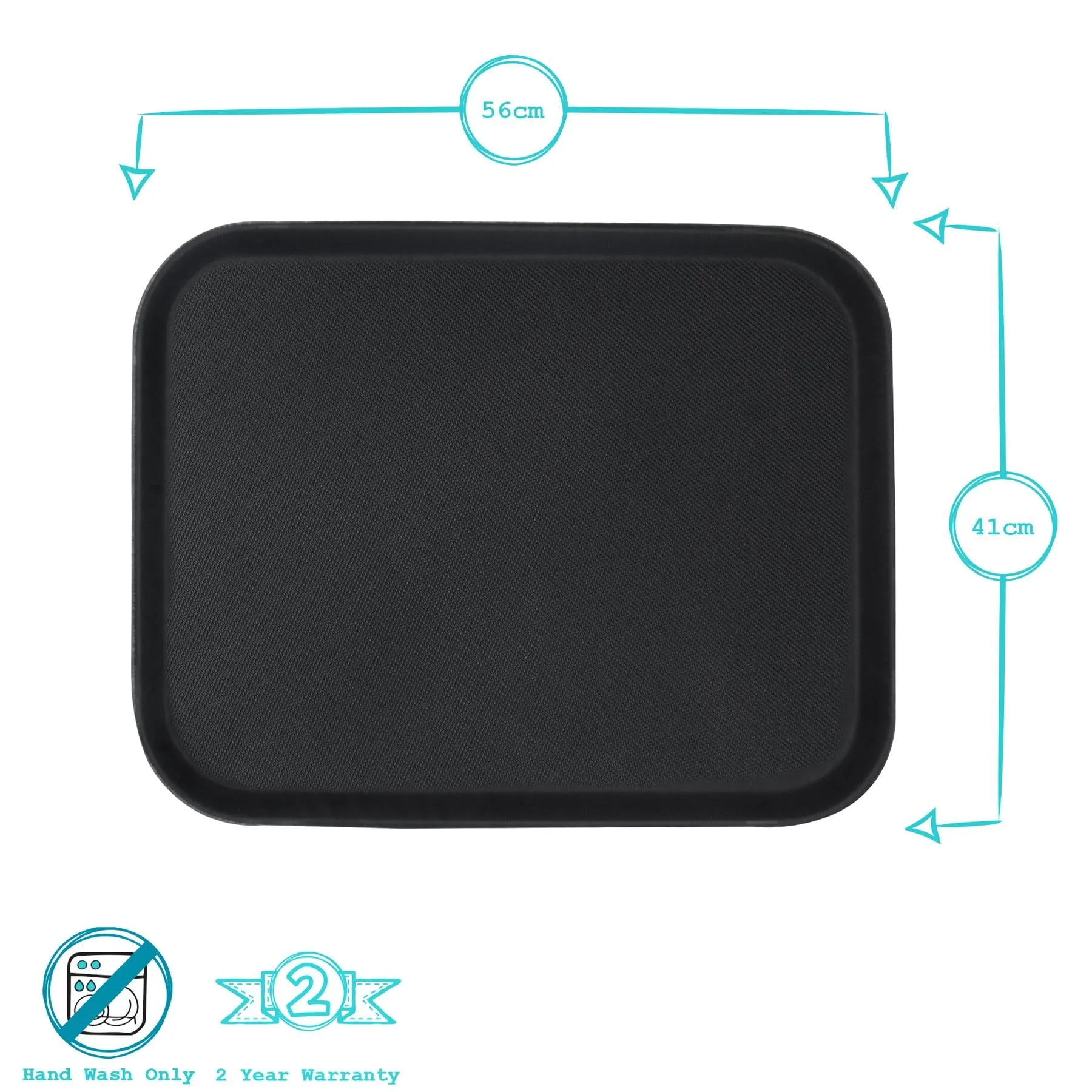 56cm x 40cm Black Rectangular Non-Slip Serving Tray - By Argon Tableware