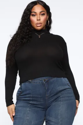 Actin' This Way Turtleneck Top - Black