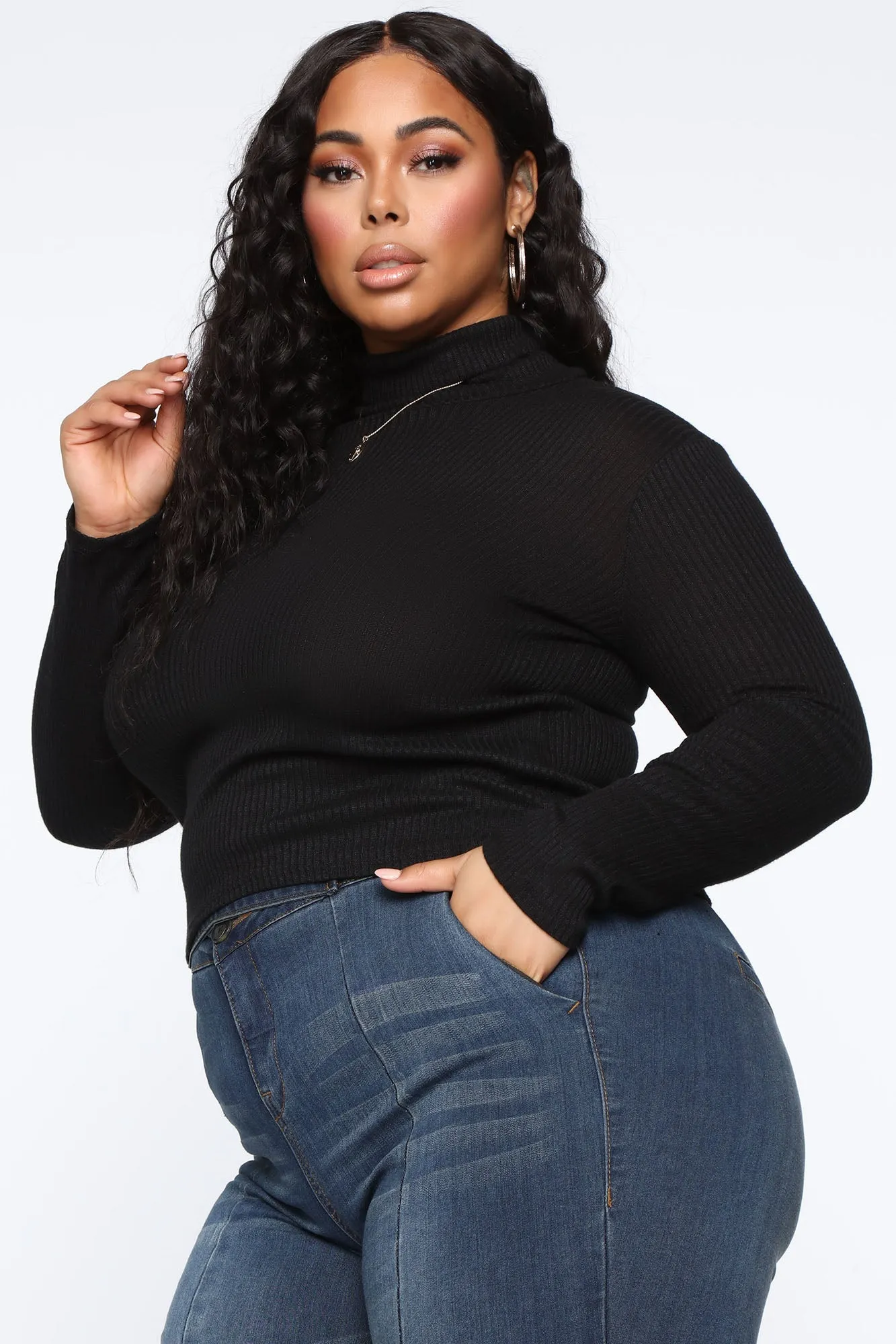 Actin' This Way Turtleneck Top - Black