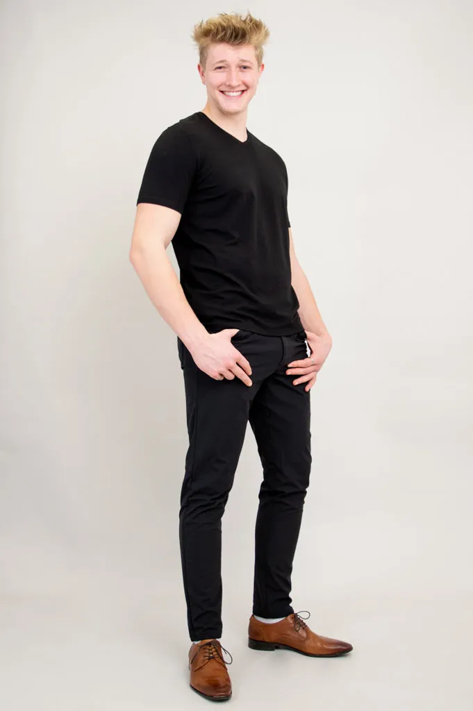 Adam Short Sleeve Shirt, Black, Bamboo