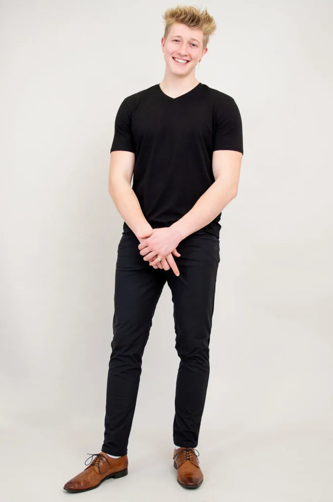 Adam Short Sleeve Shirt, Black, Bamboo