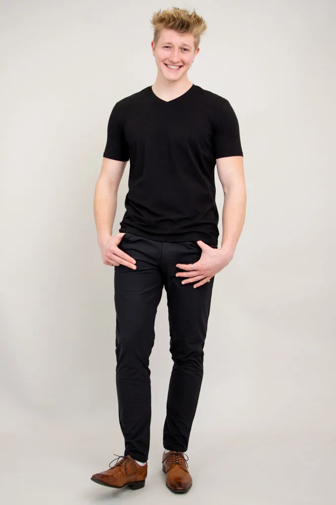 Adam Short Sleeve Shirt, Black, Bamboo