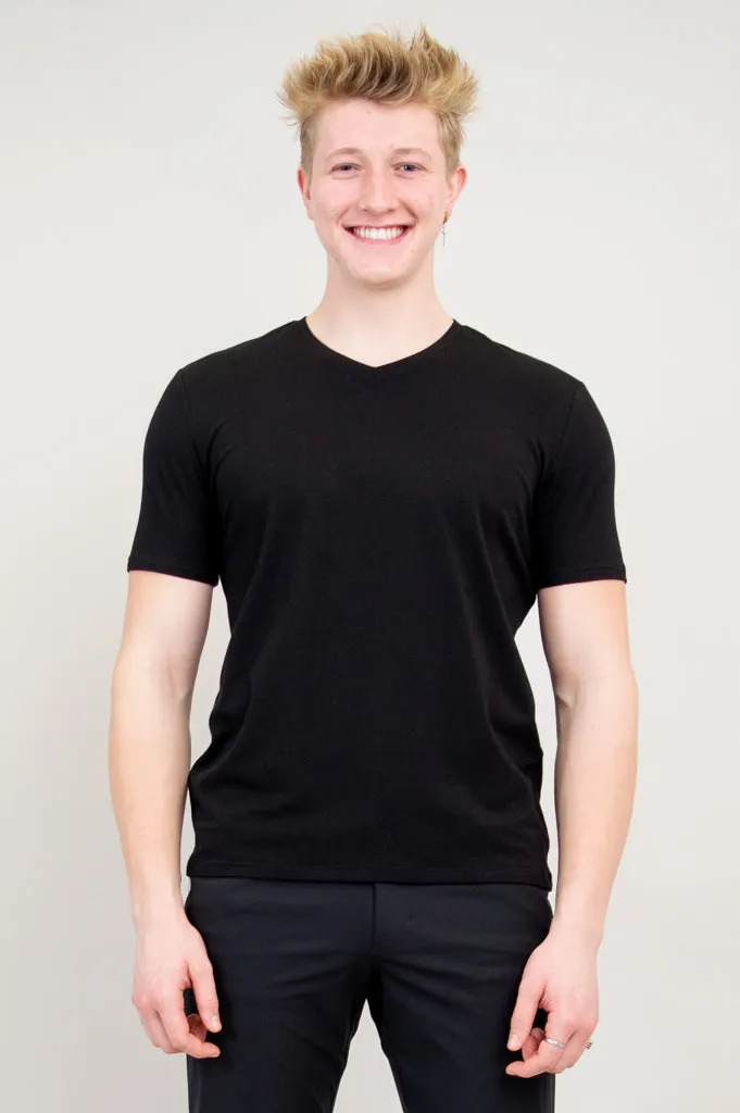 Adam Short Sleeve Shirt, Black, Bamboo