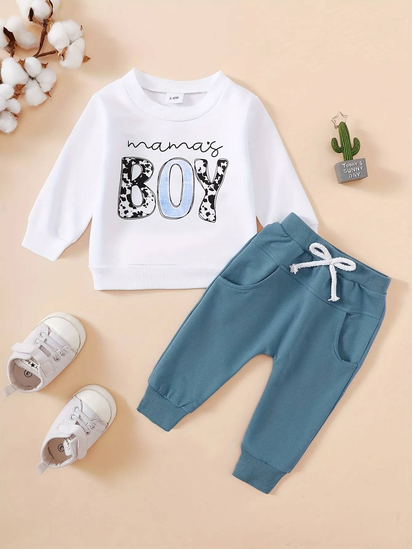 Adorable Baby Boys Graphic Sweatshirt and Solid Pants Set