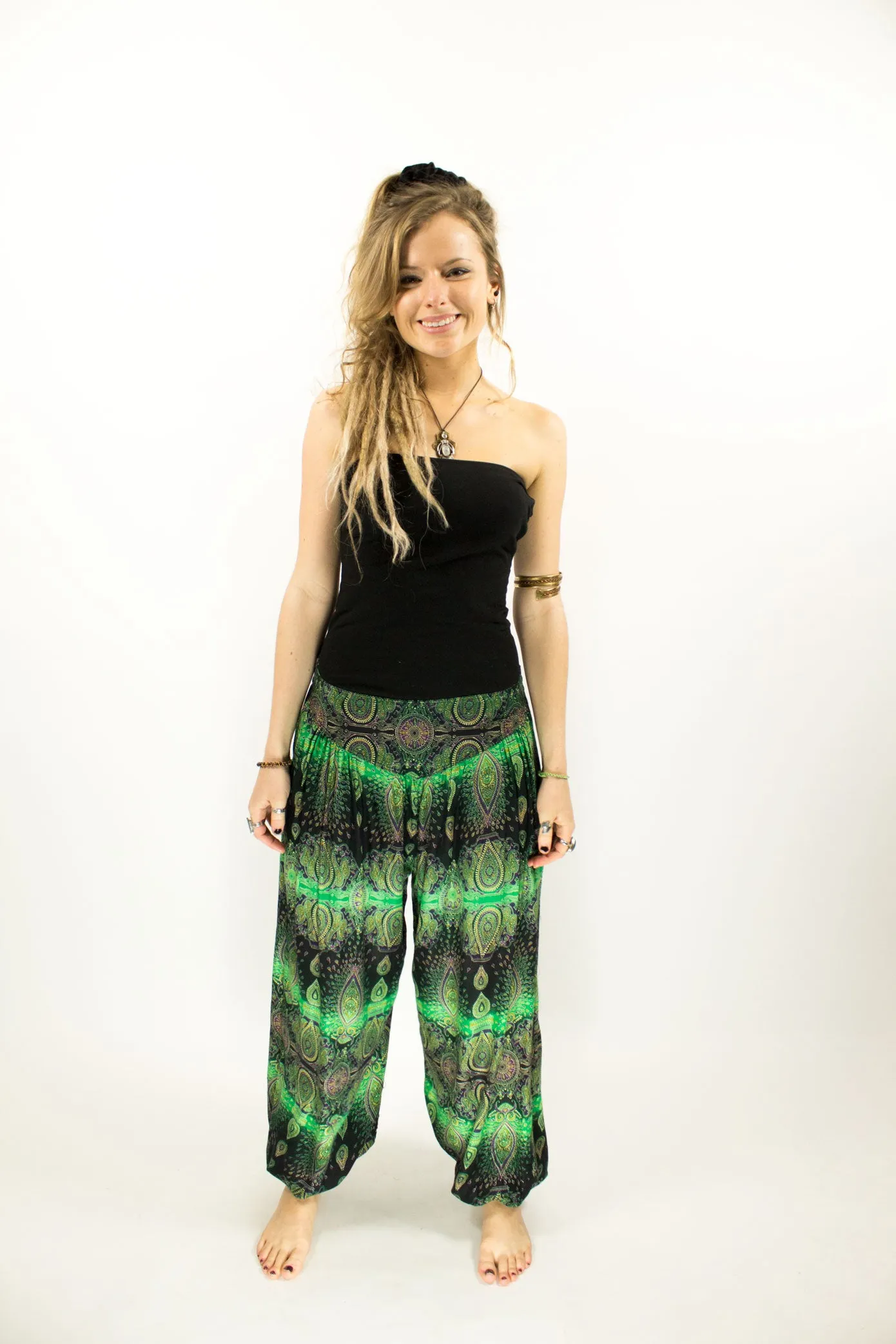 ALADDIN HAREM HIGH CROTCH PANTS GREEN