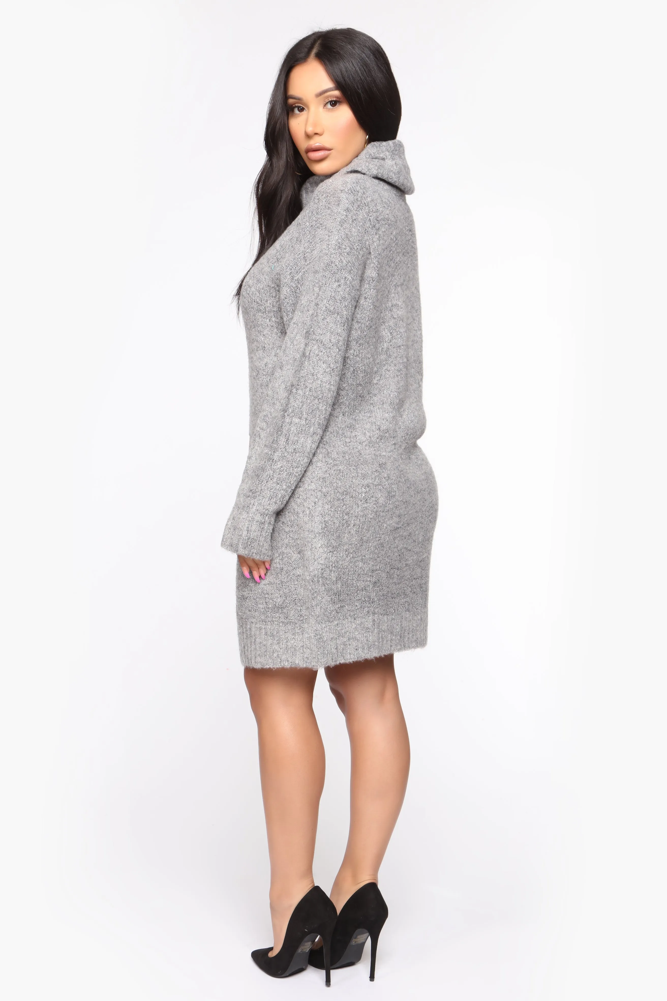 All You Wanted Sweater Mini Dress - HeatherGrey