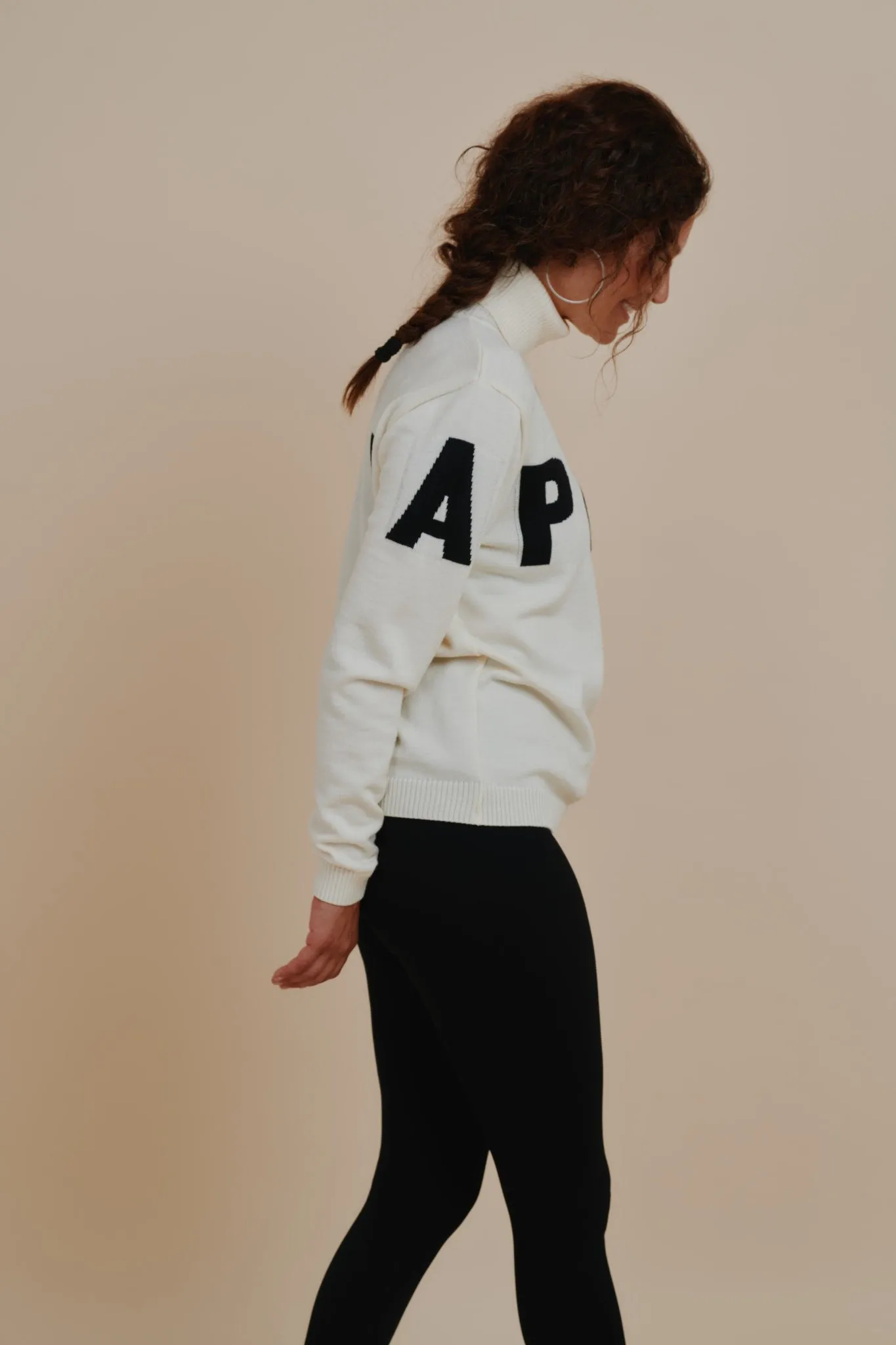 Alpine Turtleneck Merino Knit Sweater Shell White