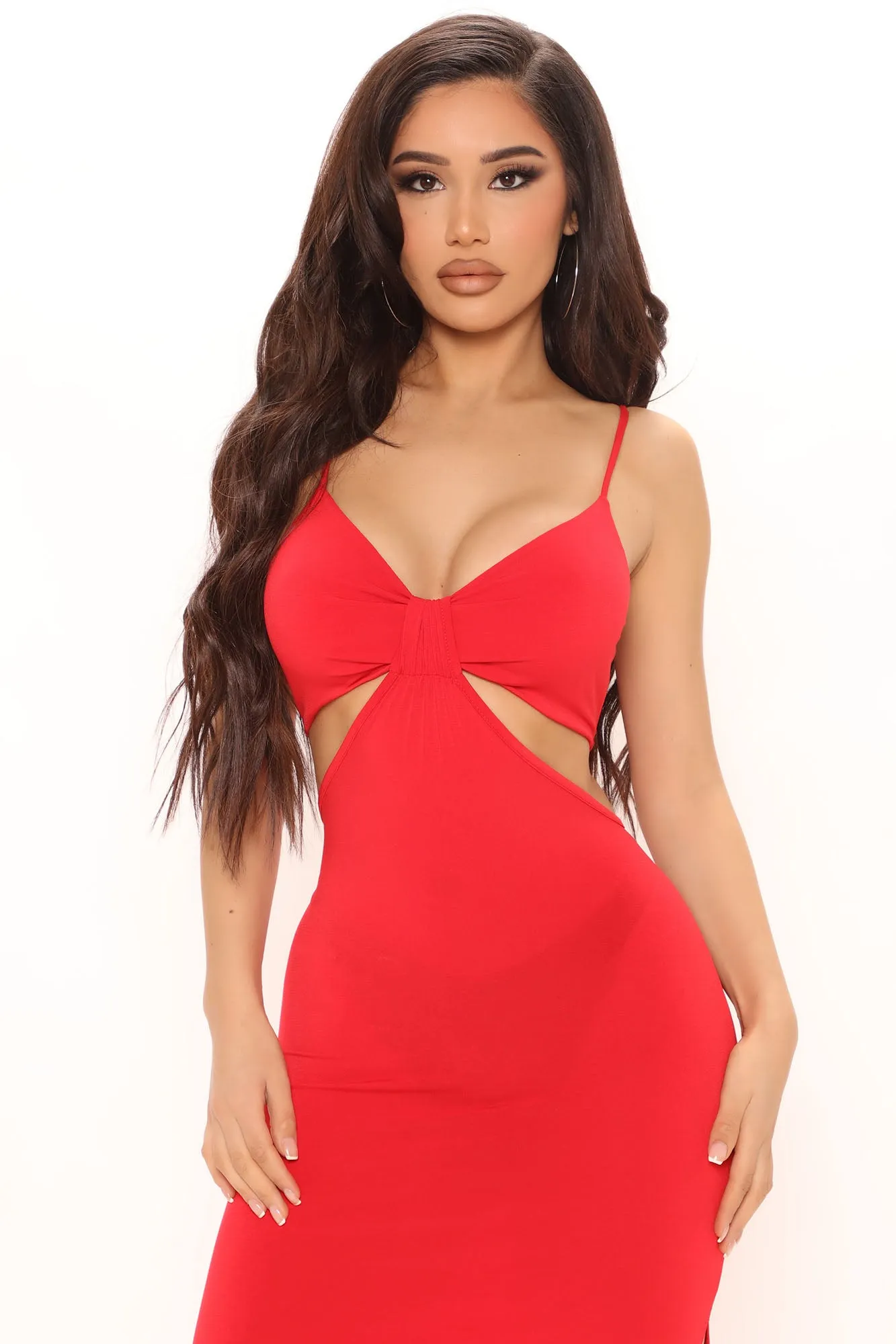 Analisa Cut Out Midi Dress - Red