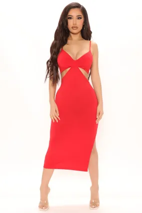 Analisa Cut Out Midi Dress - Red