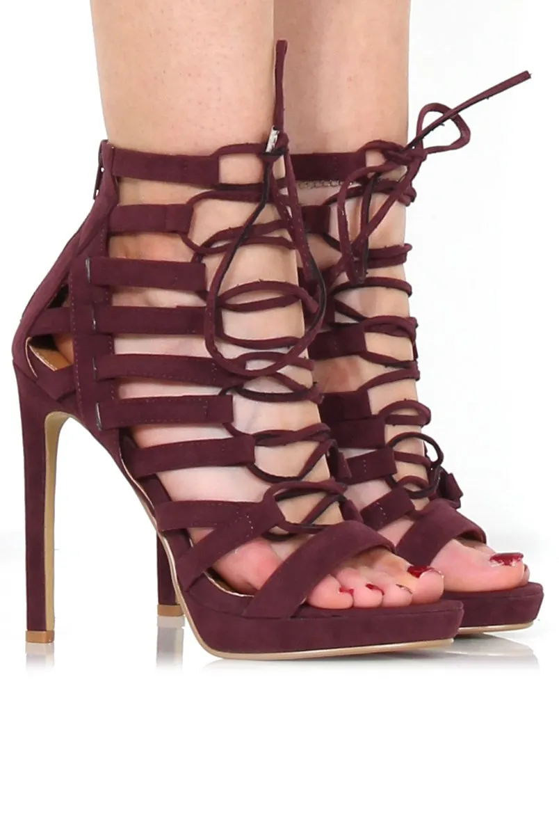 Angel Oxblood Caged Platform heels