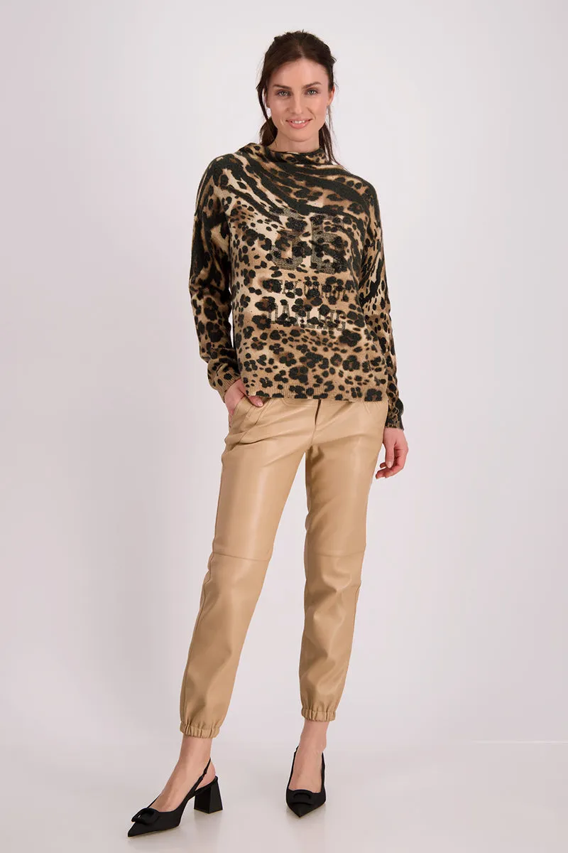 Animal Print Jumper 807195MNR in Biscuit by Monari