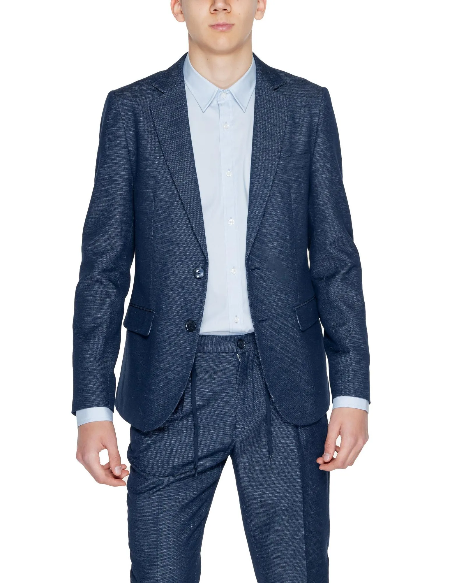 Antony Morato Mens Slim Fit Linen Blend Suit Blue