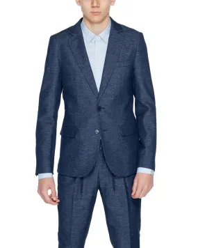 Antony Morato Mens Slim Fit Linen Blend Suit Blue