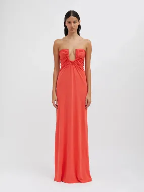 Arced Palm Strapless Dress