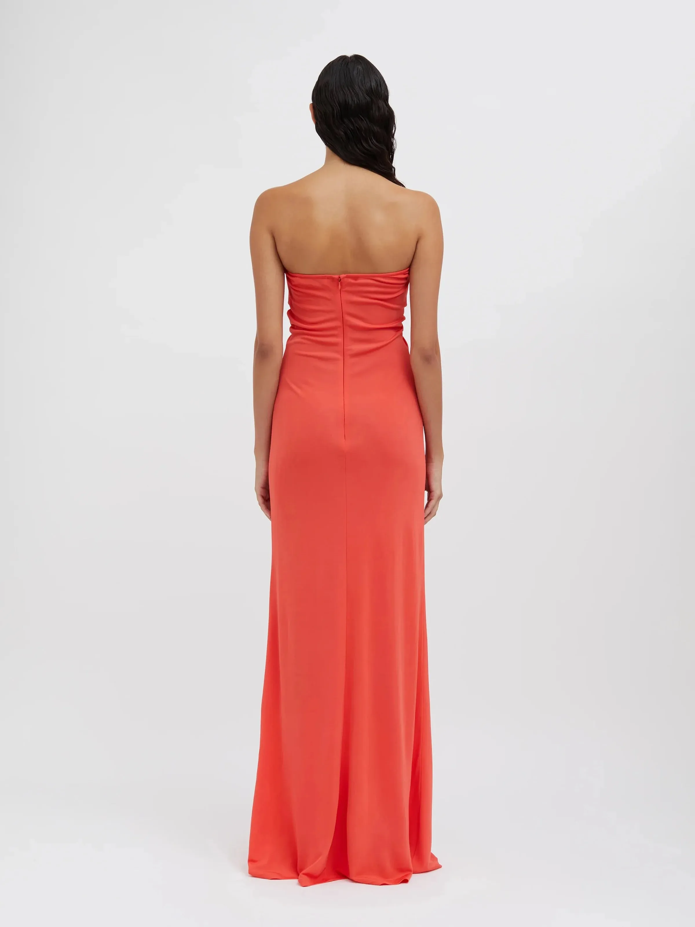 Arced Palm Strapless Dress