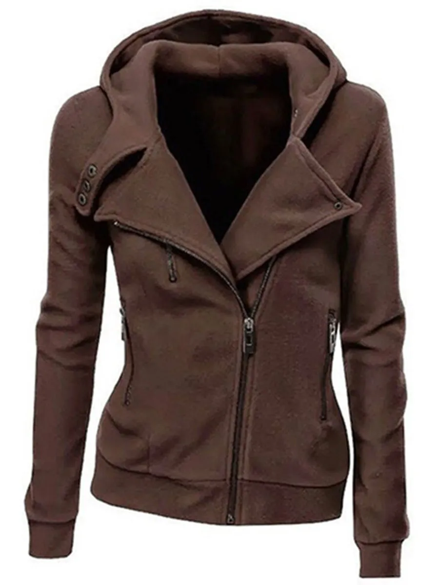 Asymmetrical Zipper Hooded Cardigan