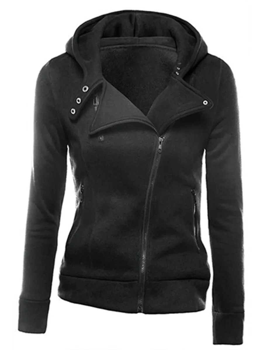 Asymmetrical Zipper Hooded Cardigan