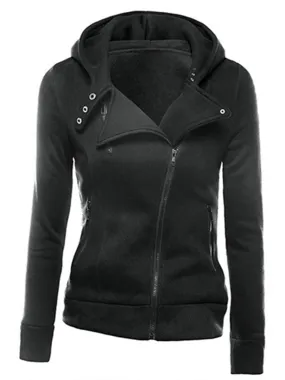 Asymmetrical Zipper Hooded Cardigan