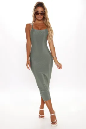 At The Crossroads Midi Dress - Olive