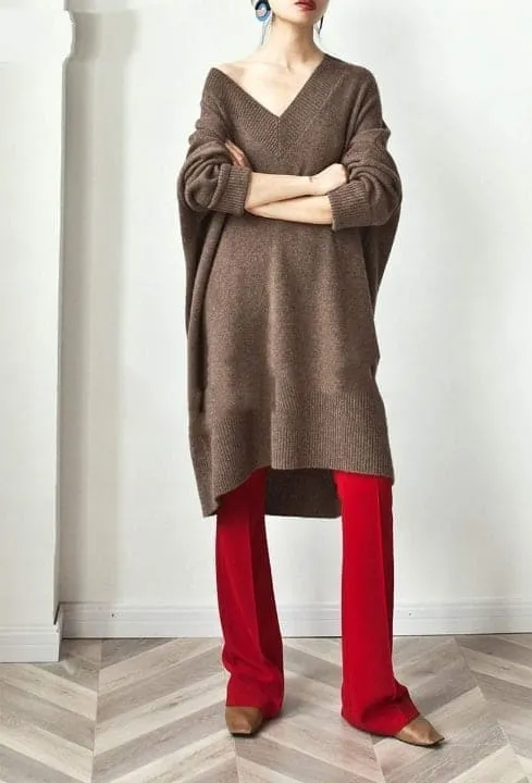 Averi V-neck Midi  Sweater Dress