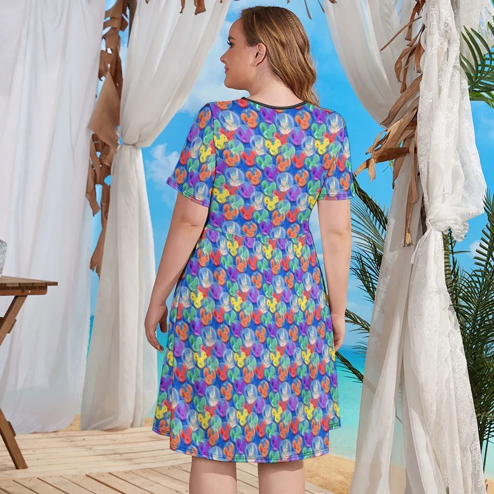 Balloon Collector Women's Round Neck Plus Size Dress With Pockets