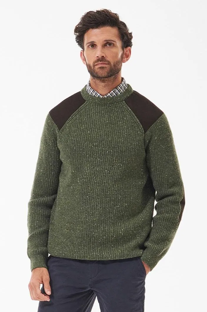 Barbour Jumper the Raisthorpe Crew neck in speckled Olive MKN1483OL51