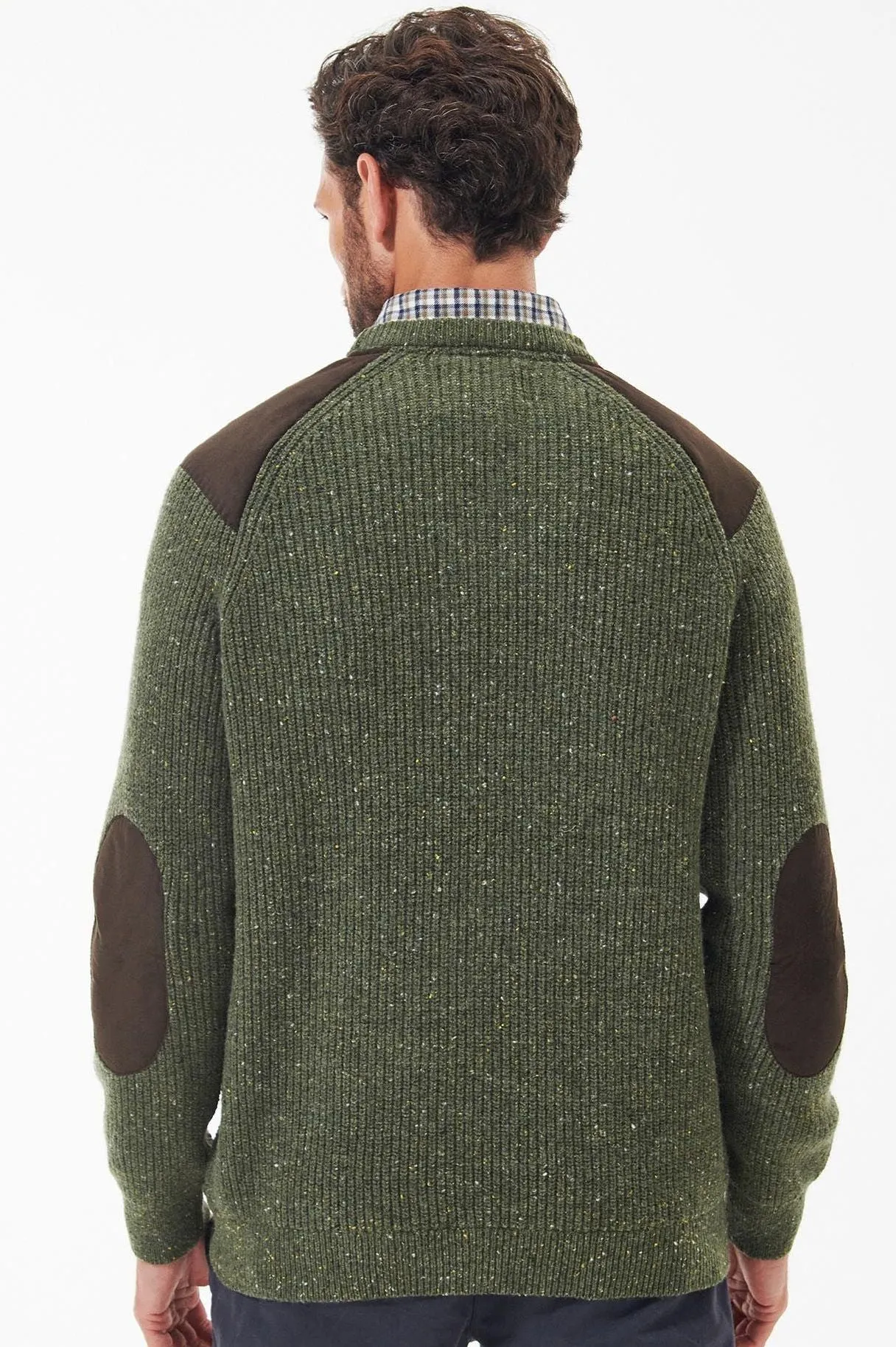 Barbour Jumper the Raisthorpe Crew neck in speckled Olive MKN1483OL51