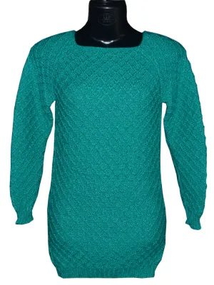 Beautiful Handmade Knitted Pullover Like Top For Women in Sea Green Color