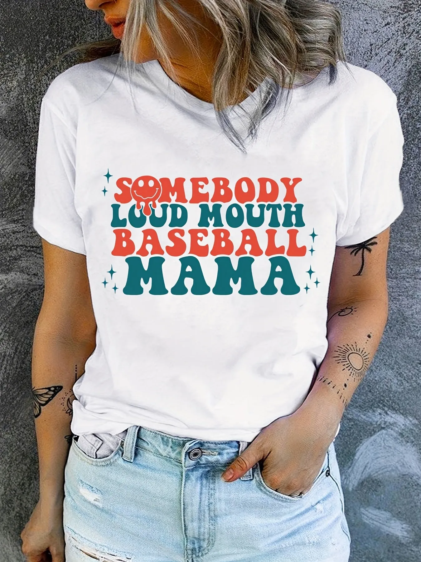 'Being a Grandma' Letter Print T-Shirt, Mother's Day Short Sleeve Crew Neck Casual Top For Spring & Summer, Women's Clothing