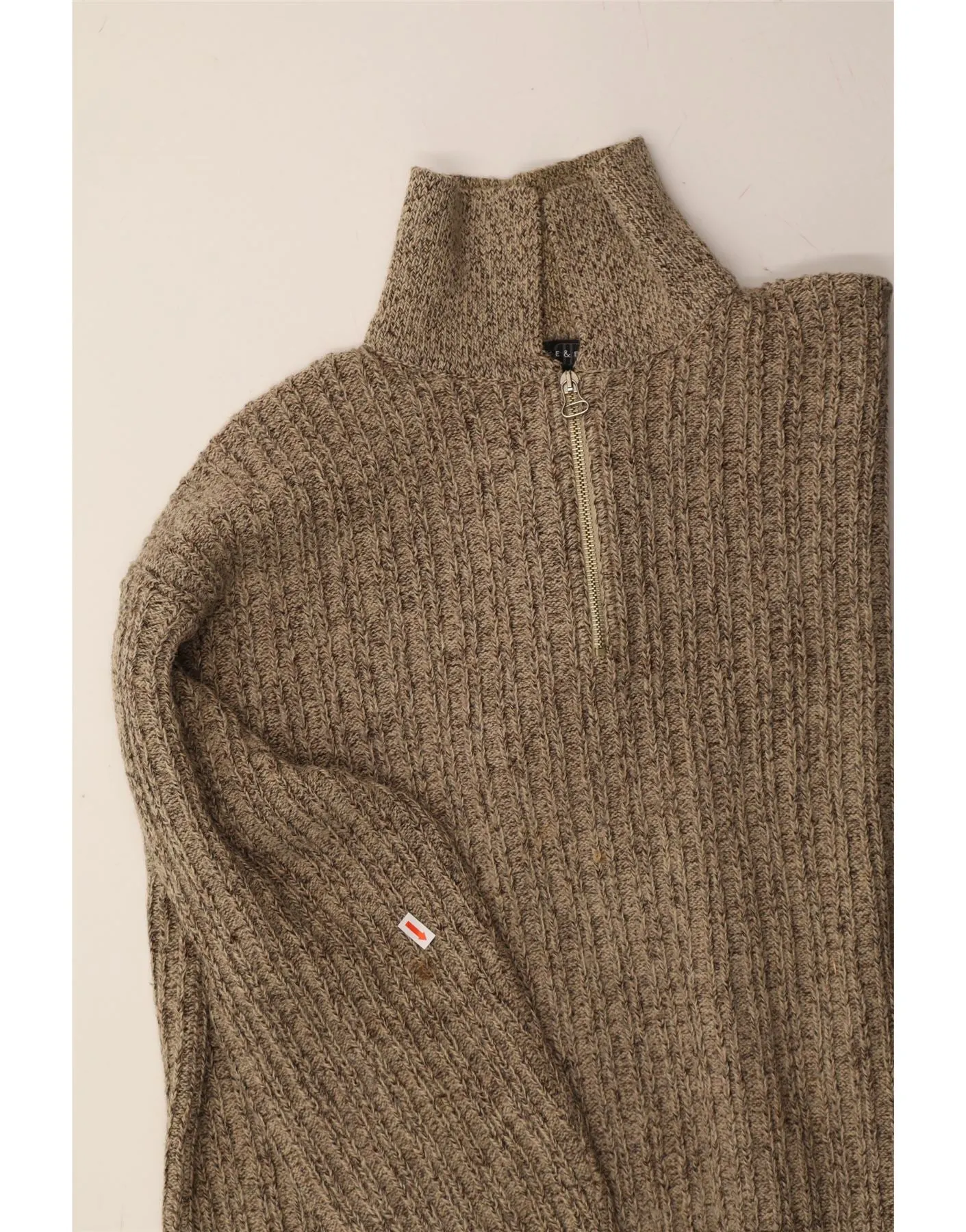 BELFE & BELFE Mens Polo Neck Jumper Sweater XL Brown Acrylic