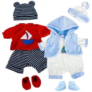 BiBi Outfits - Set of Two Clothes (Stripy Red & Blue) (45 cm / 18")