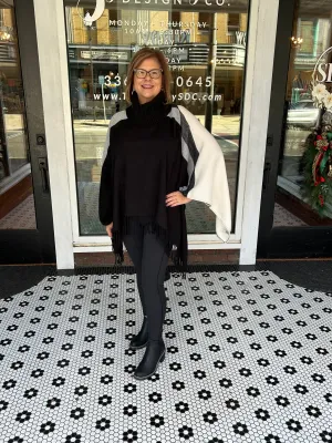 Black & White Turtleneck Poncho