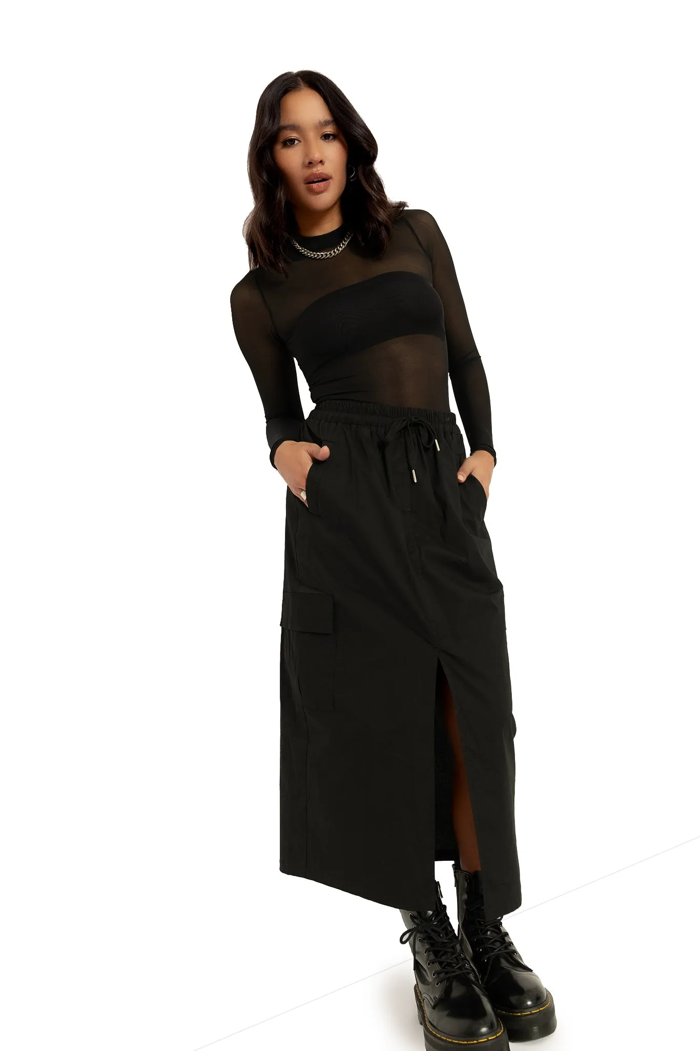 Black Cargo Skirt