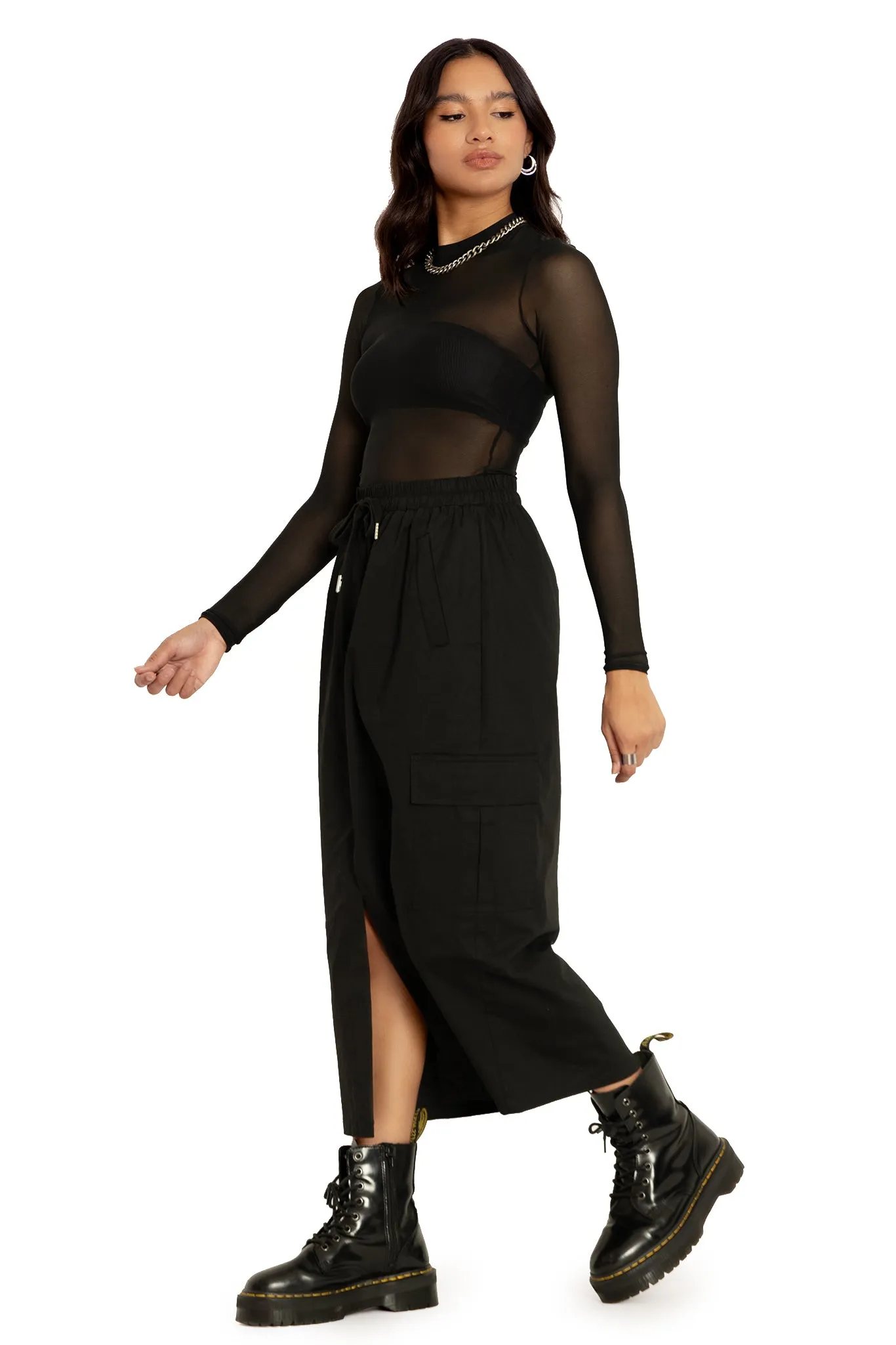 Black Cargo Skirt