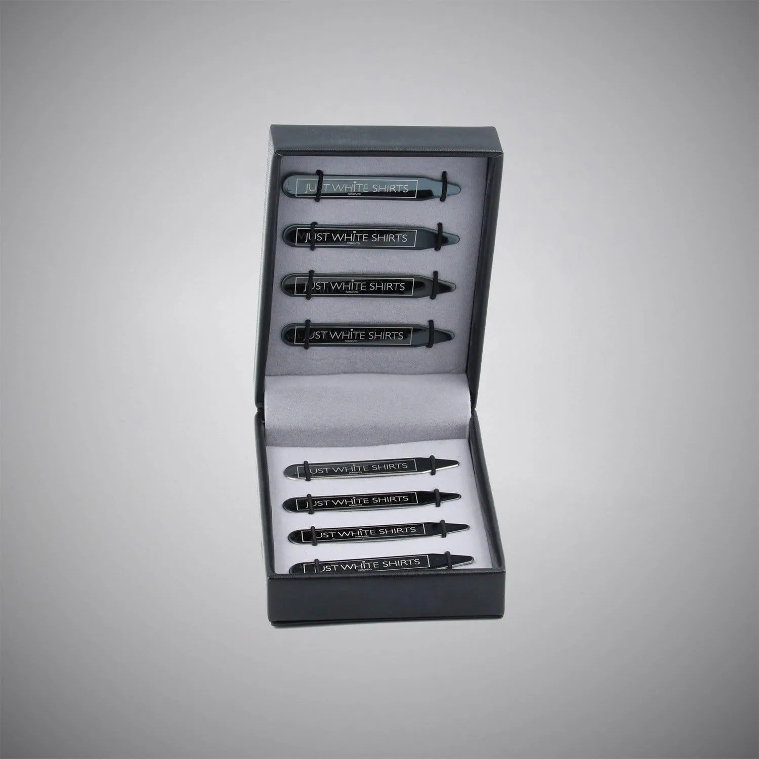 Black Chrome Finish Stainless Steel 8 Piece Collar Stay Box Set