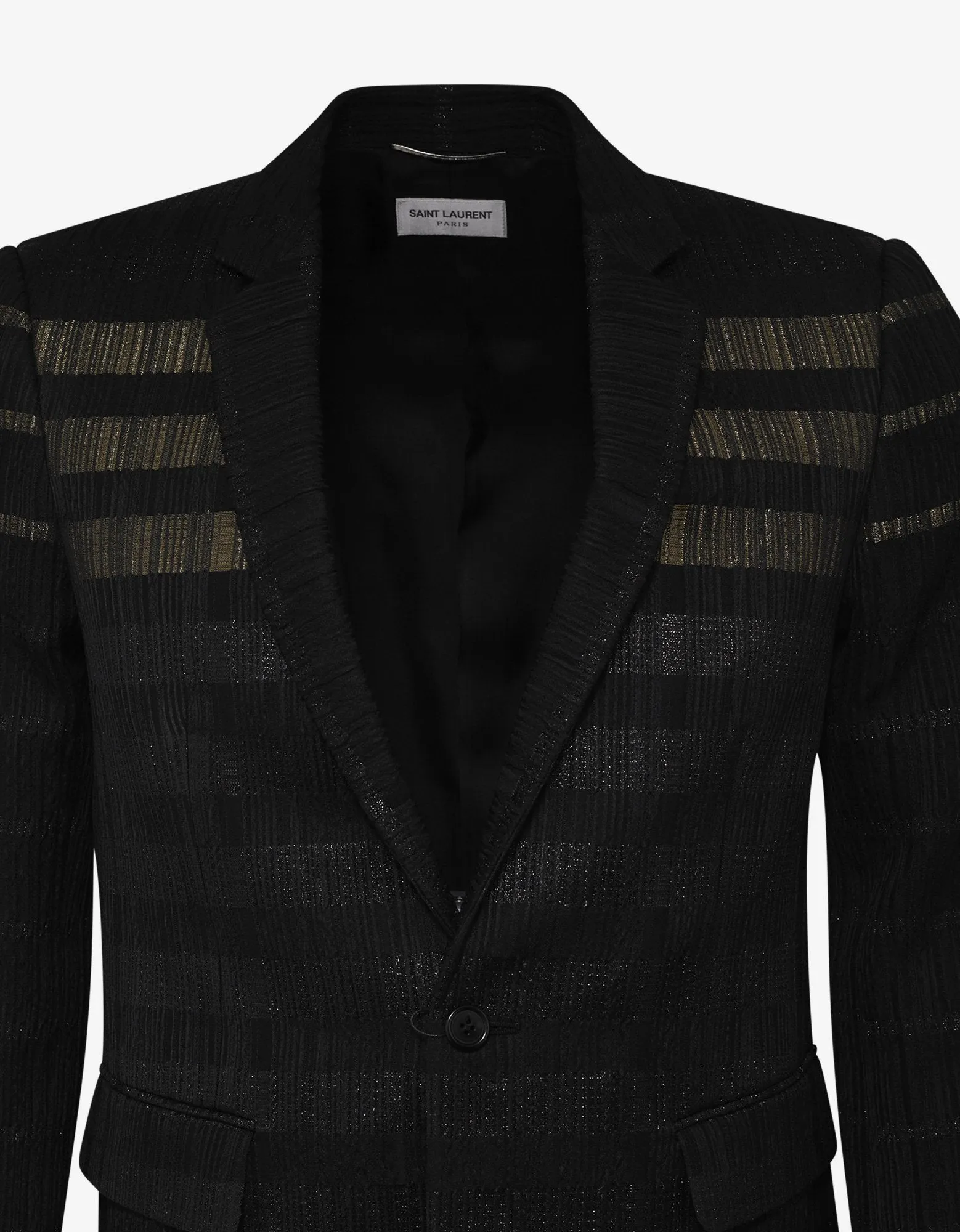 Black Glitter Stripe Wool-Blend Blazer