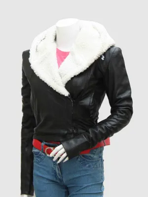 Black Leather Jacket with Fur