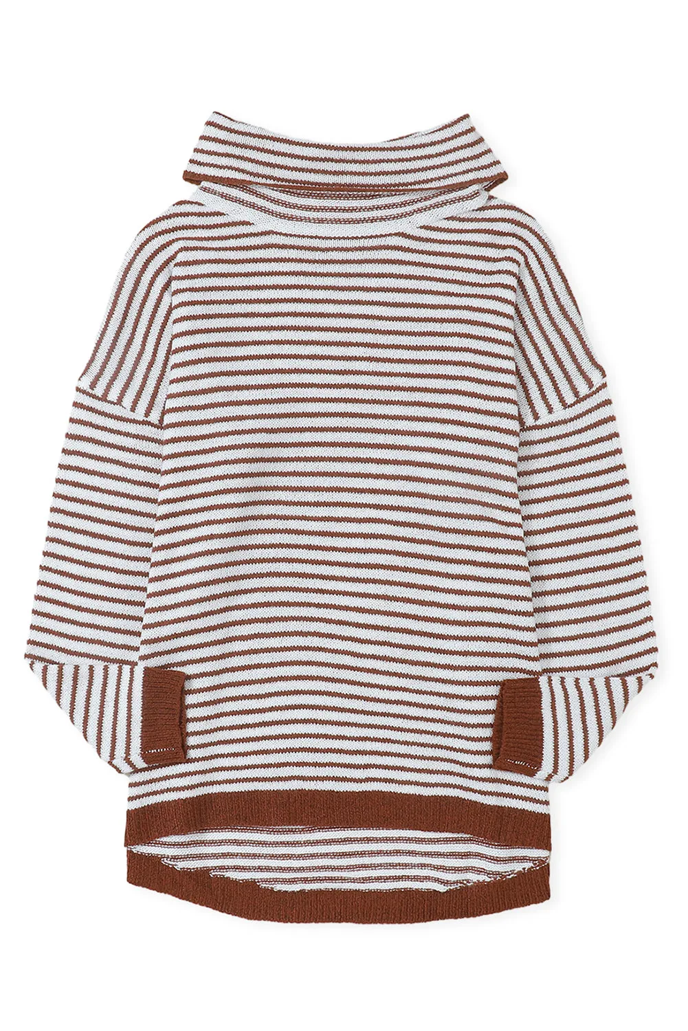 Black Striped Turtleneck Long Sleeve Sweater