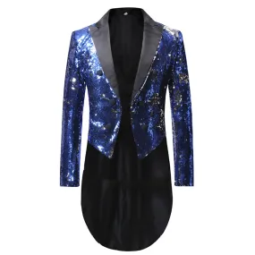 Blue Reversible Sequin Swallowtail Blazer