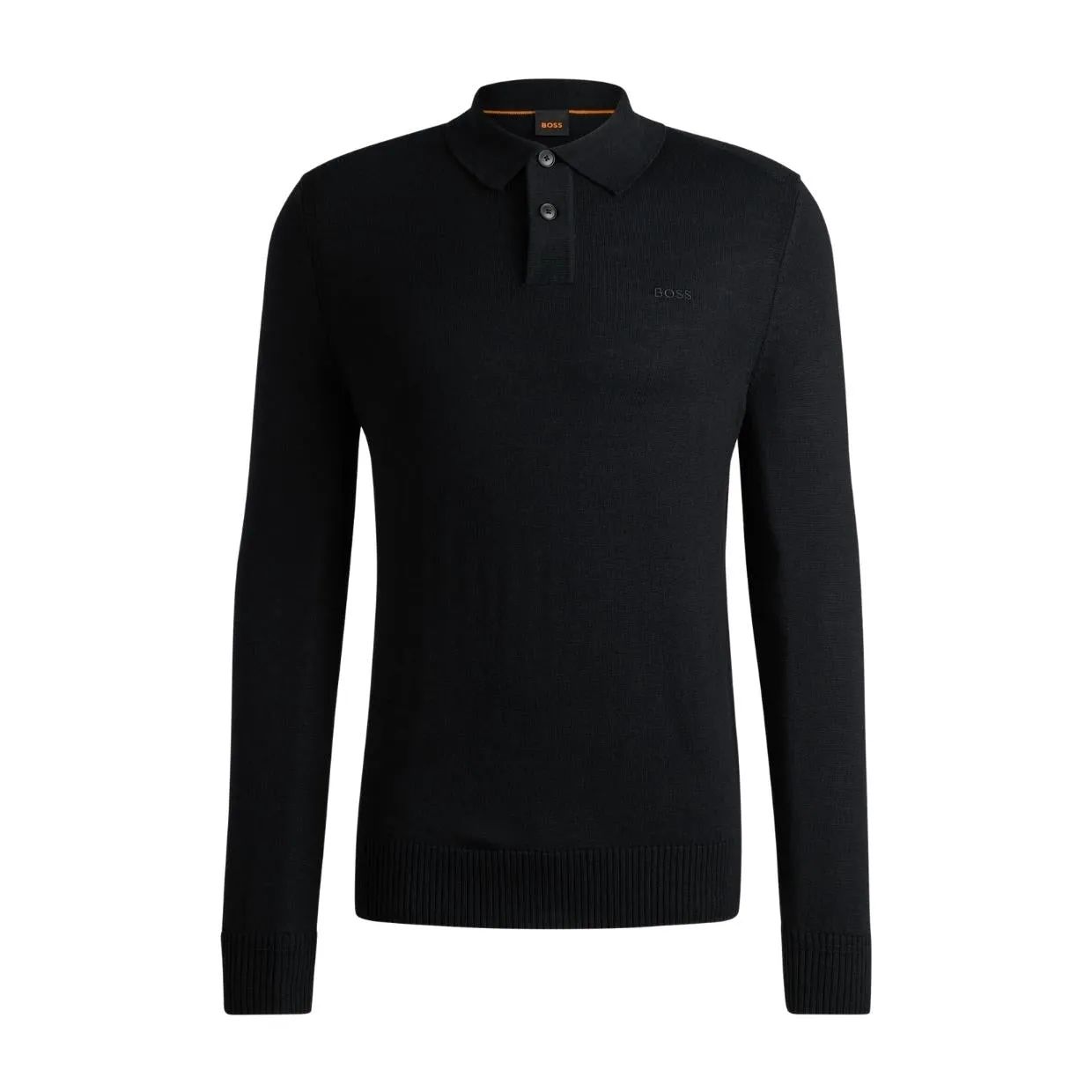 BOSS Wool Blend Black Polo Sweater