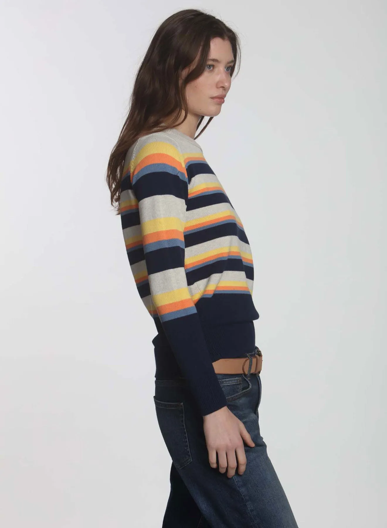 Brady Stripe Crew - Stone