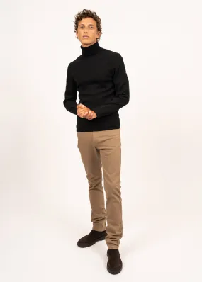 Bretagne turtleneck jumper - plain, in wool (NOIR)