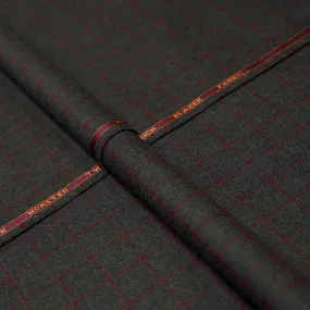 Broad Checks Medium Grey Wool Rich, Worsted Tweed Blazer Fabric