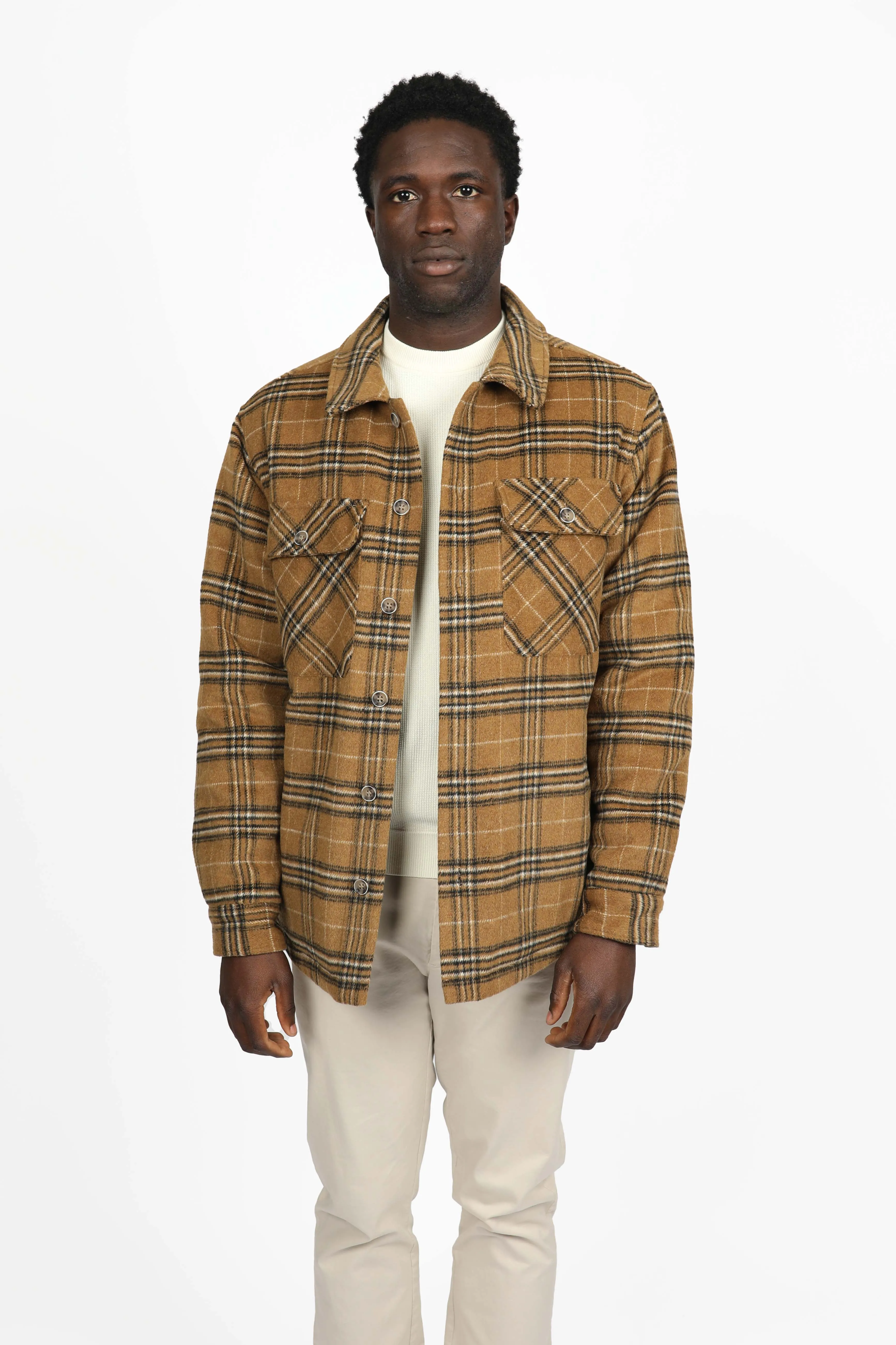 Brown Check Padded Coat