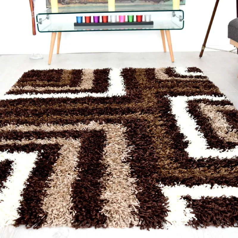 Brown Tides Thick Shaggy Rug - California